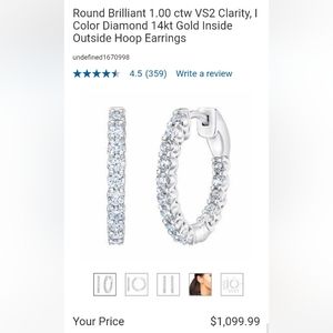 Diamond hoop white gold earrings